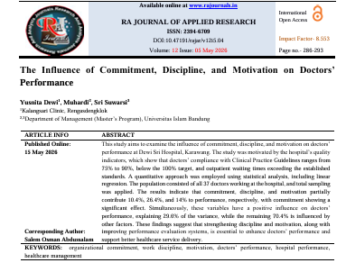 The Influence of Commitment, Discipline, and Motivation on Doctors’ Performance